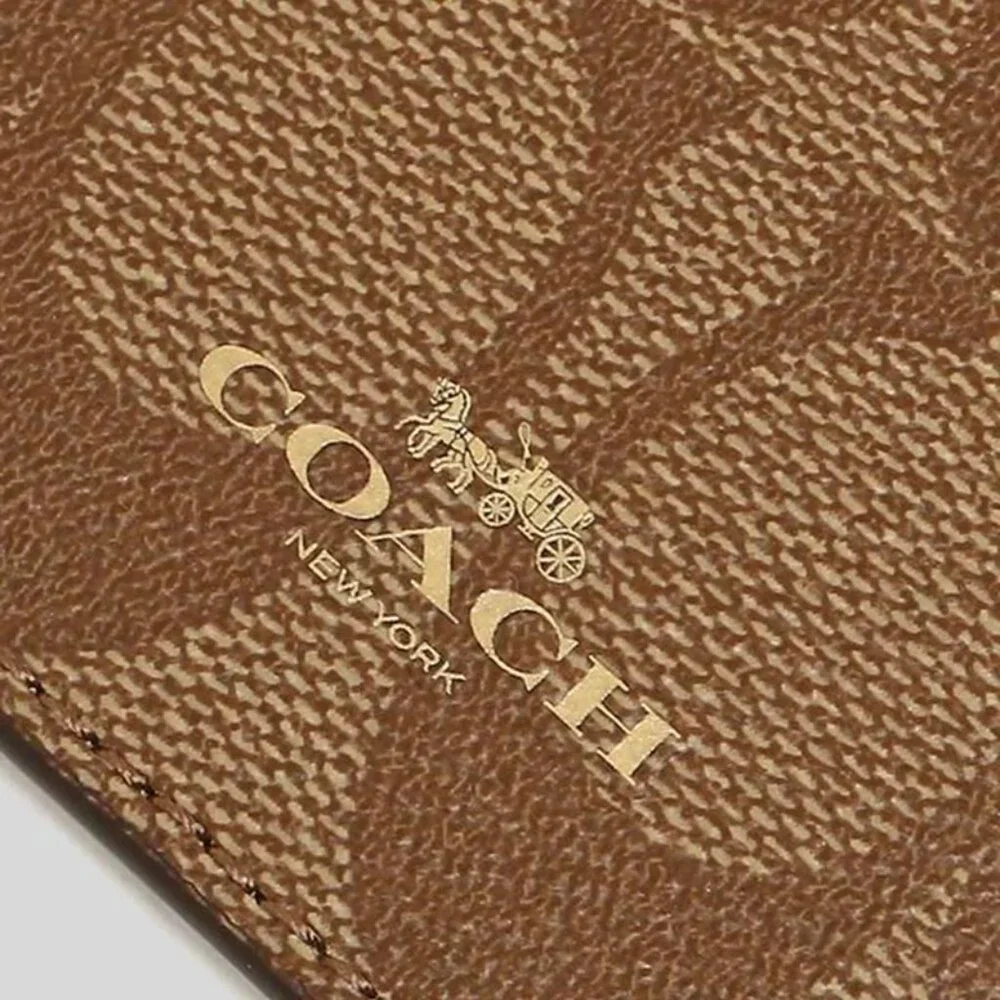 COACH ID Lanyard In Signature Canvas Tan Saddle